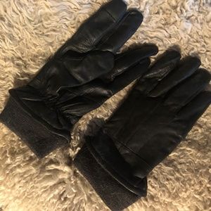 Large classic black leather men's gloves